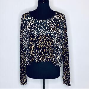 MINKPINK velvety black leopard animal print cropped top size Medium